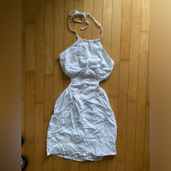 Cutout Halter Mini Linen Dress - Picture 4 of 5
